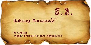 Baksay Manassé névjegykártya